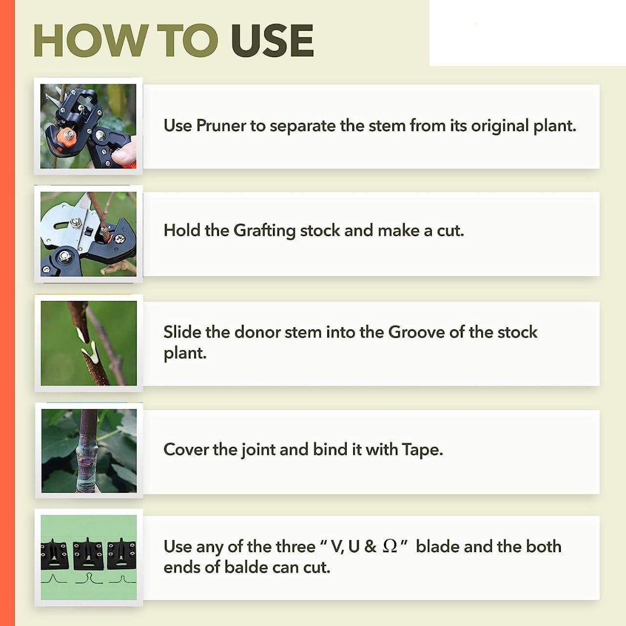 Garden Grafting Tool | Professional 2-in-1 Pruner & Grafting Cutter | For Fruit Trees, Plants & Bonsai – Pack of 1